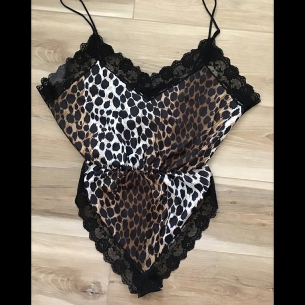 Vintage 80s Lady Cameo Leopard Teddy/Bodysuit S/M